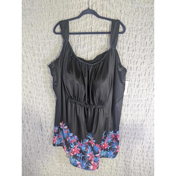 Other - Nwt Swimsuits For All Black‎ And Floral Swim Top Size 40